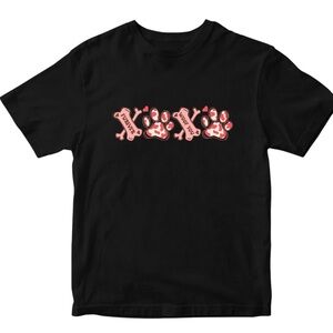 Valentines Day Dog Lover Shirt Unisex Casual Black White Red Pink Hearts Bones